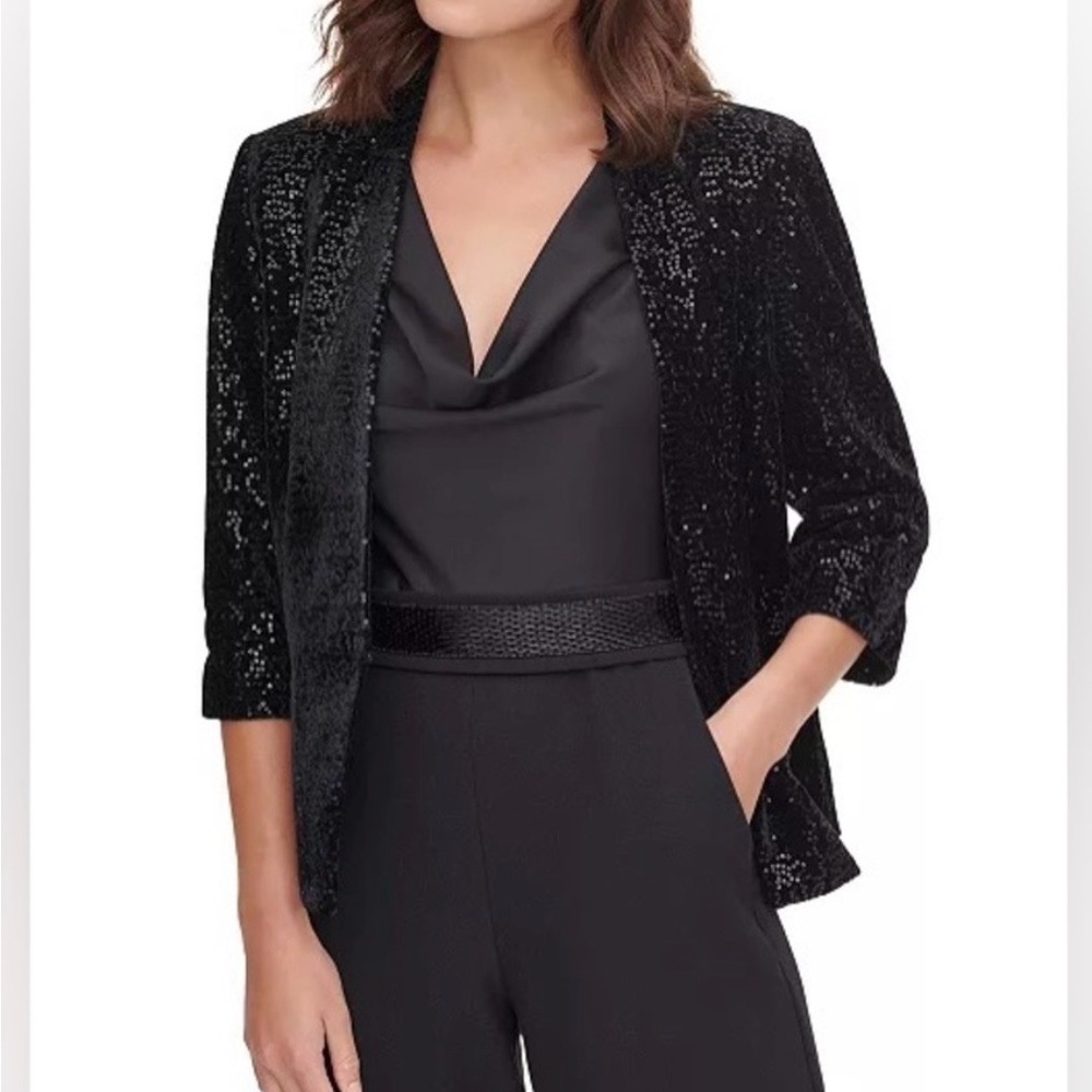 Eliza J Black Sequin Blazer